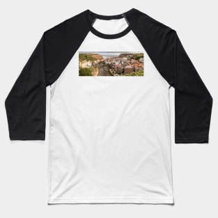 Staithes Village Panoramic Baseball T-Shirt